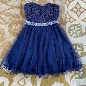 City Studio Strapless Navy Blue Dress